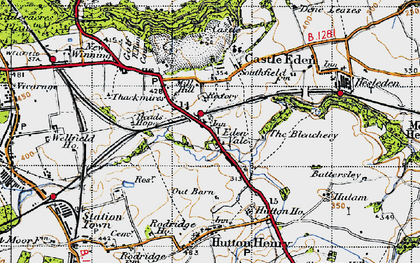 Old map of Castle Eden in 1947