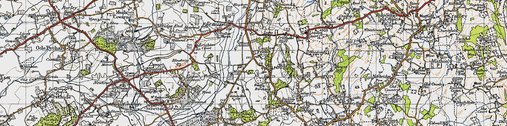 Old map of Castle Frome in 1947