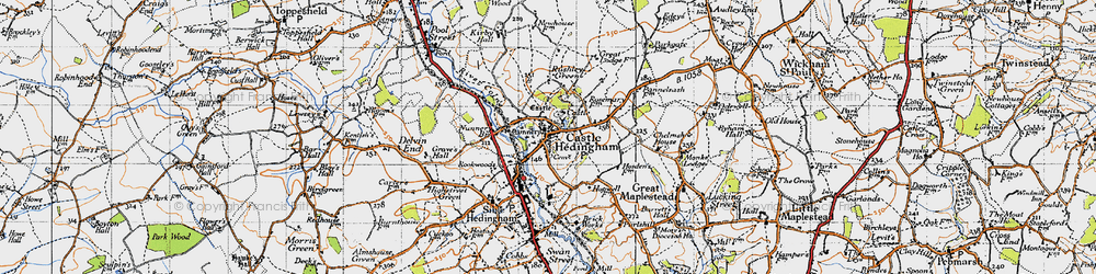 Old map of Castle Hedingham in 1946