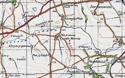 Old map of Castle Morris in 1946