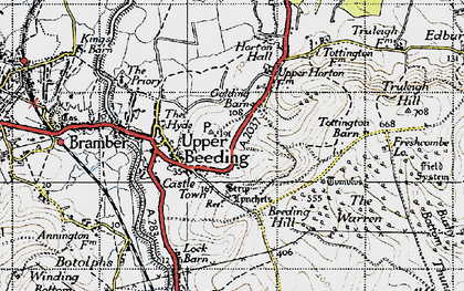 Old map of Beeding Hill in 1940