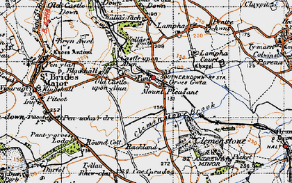 Old map of Castle-upon-Alun in 1947