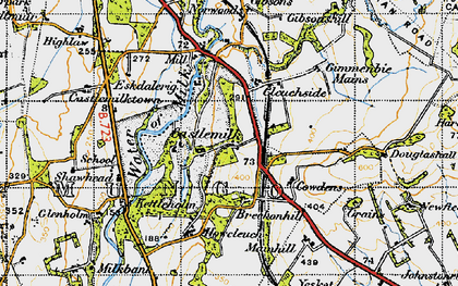 Old map of Burnswark Hill in 1947