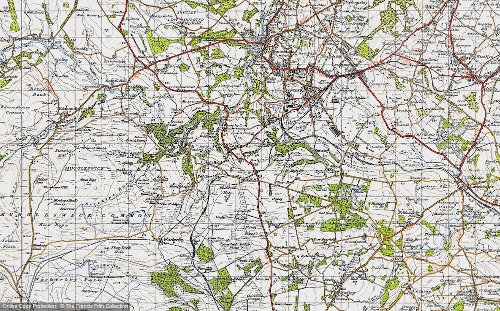 Old Map of Historic Map covering Whickham Grange in 1947