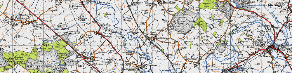 Old map of Castlethorpe in 1946