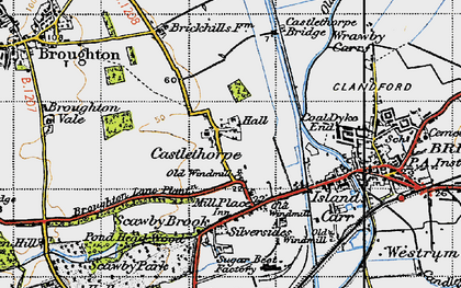 Old map of Castlethorpe in 1947
