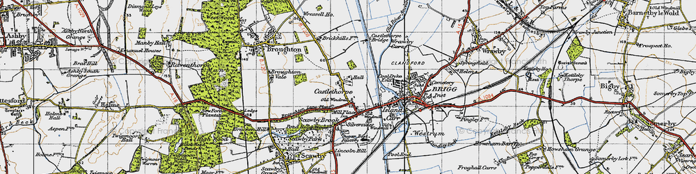 Old map of Castlethorpe in 1947