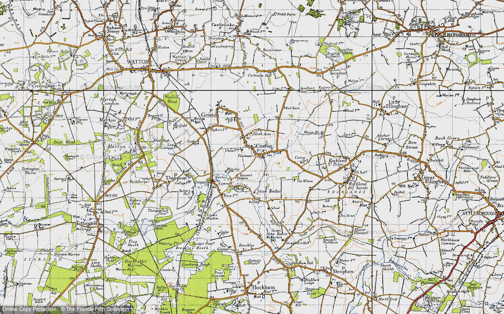 Old Map of Caston, 1946 in 1946