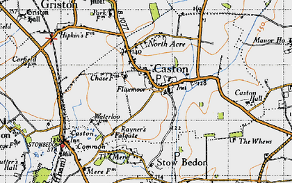 Old map of Caston in 1946