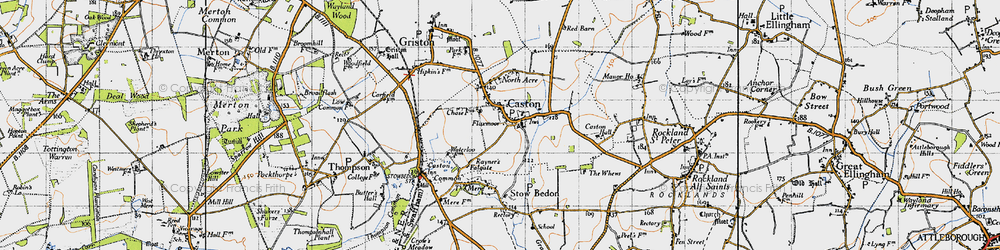 Old map of Caston in 1946