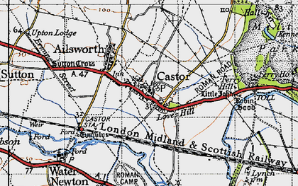 Old map of Castor in 1946