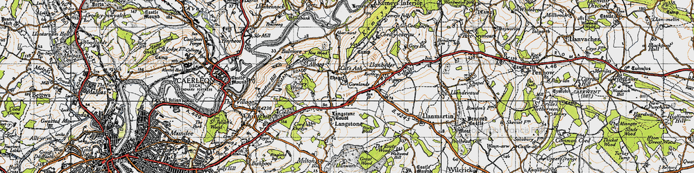 Old map of Cat's Ash in 1946