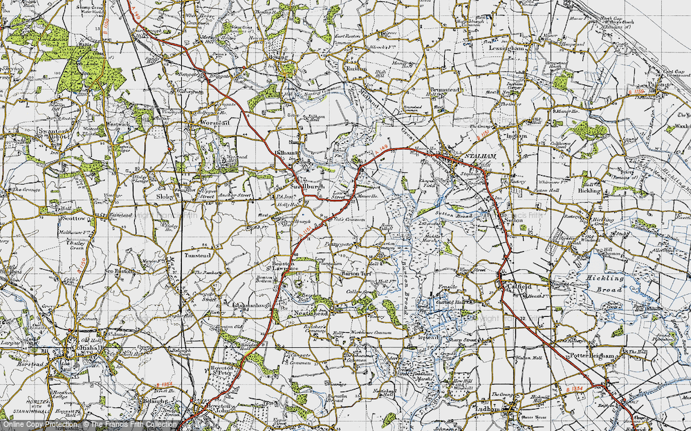 Old Map of Cat's Common, 1945 in 1945