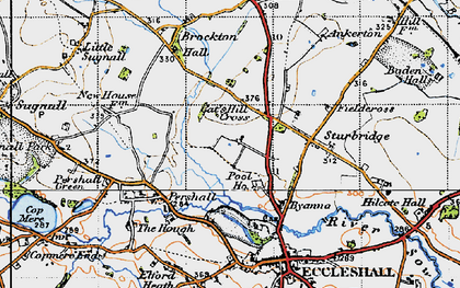 Old map of Cat's Hill Cross in 1946