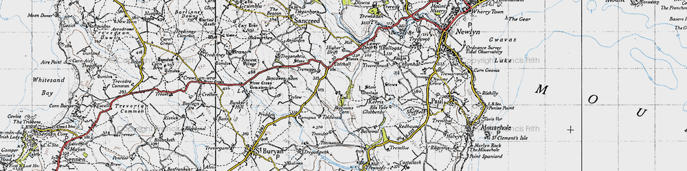 Old map of Bojewans Carn in 1946