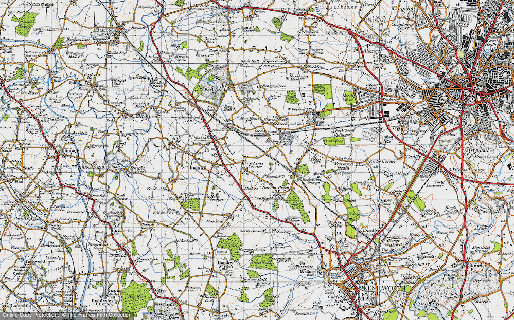 Old Map of Catchems Corner, 1947 in 1947