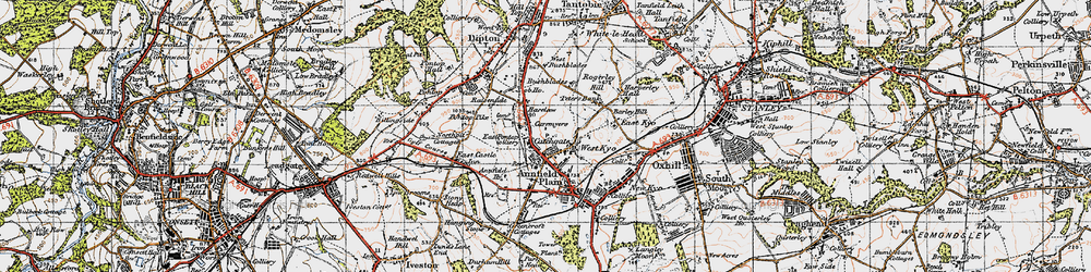Old map of Catchgate in 1947