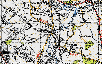 Old map of Catcliffe in 1947