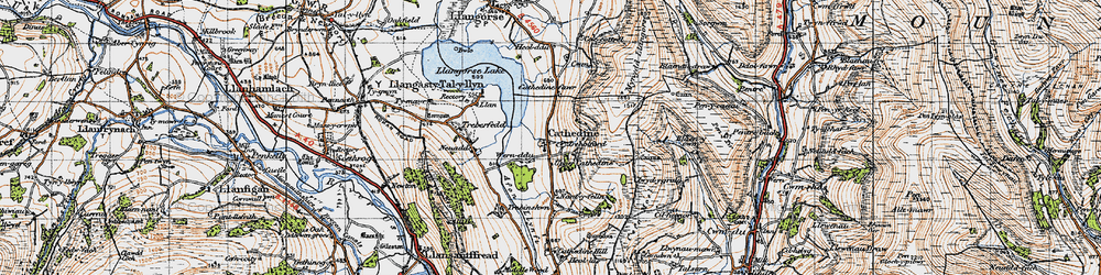 Old map of Cathedine in 1947