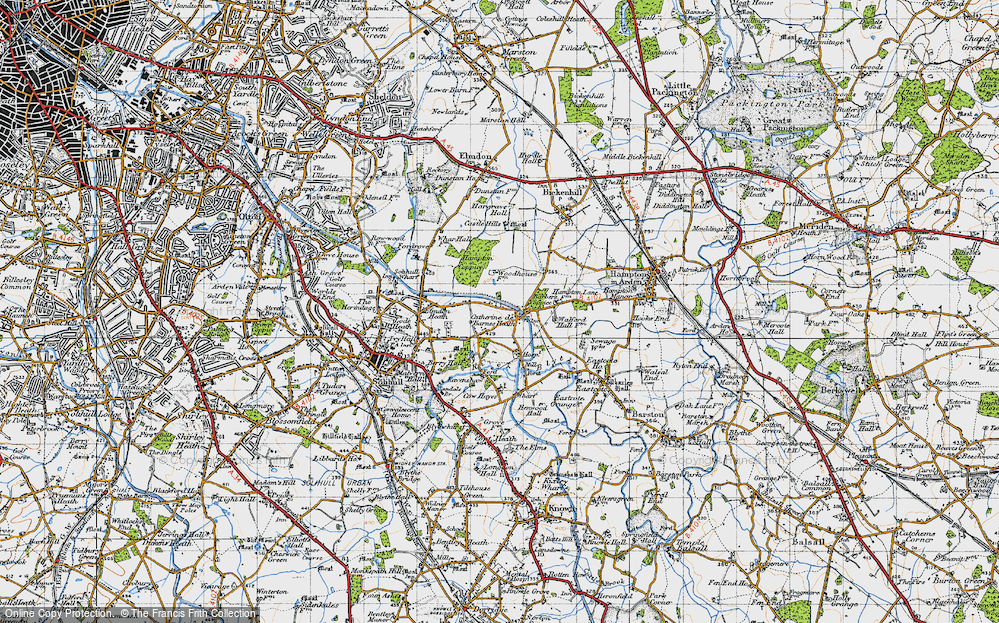 Old Map of Historic Map covering Barber's Coppice in 1947