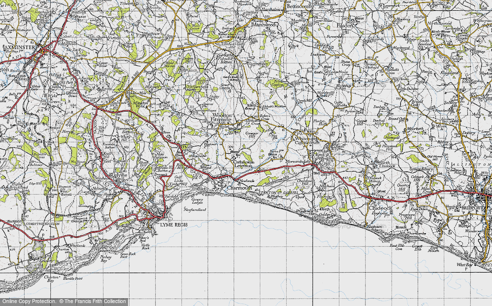 Old Map of Historic Map covering Wootton Ho in 1945