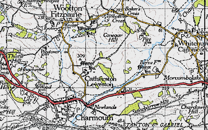Old map of Wootton Ho in 1945