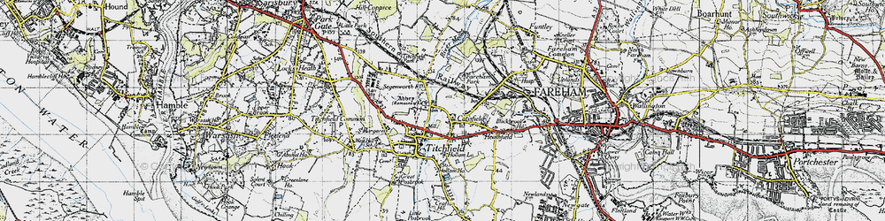 Old map of Catisfield in 1945