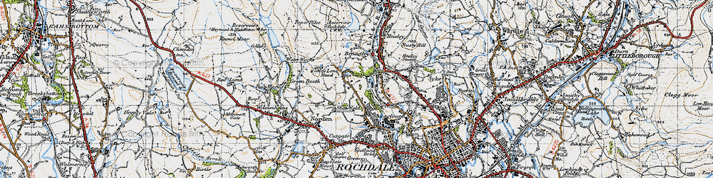 Old map of Catley Lane Head in 1947