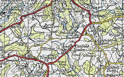 Old map of Catsfield Stream in 1940