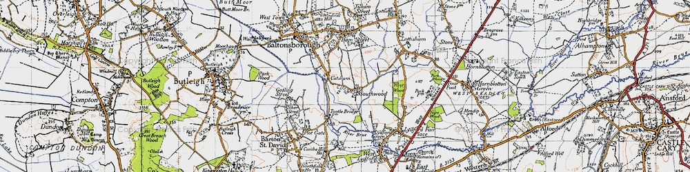 Old map of Catsham in 1945