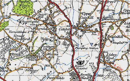 Old map of Catshill in 1947