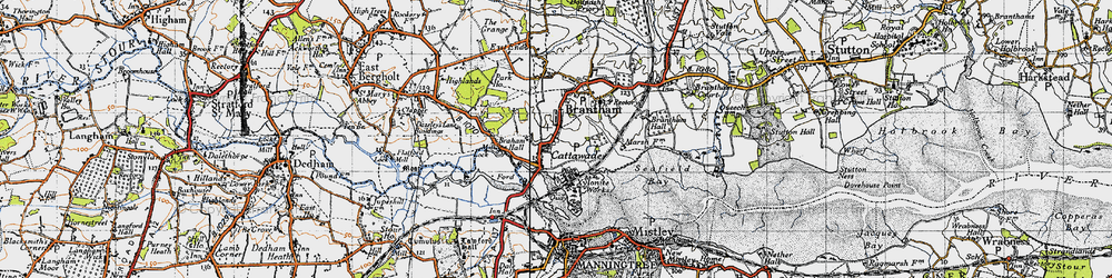 Old map of Cattawade in 1945