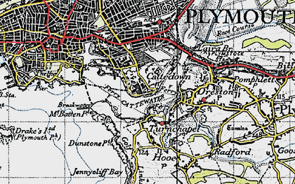 Old map of Cattedown in 1946