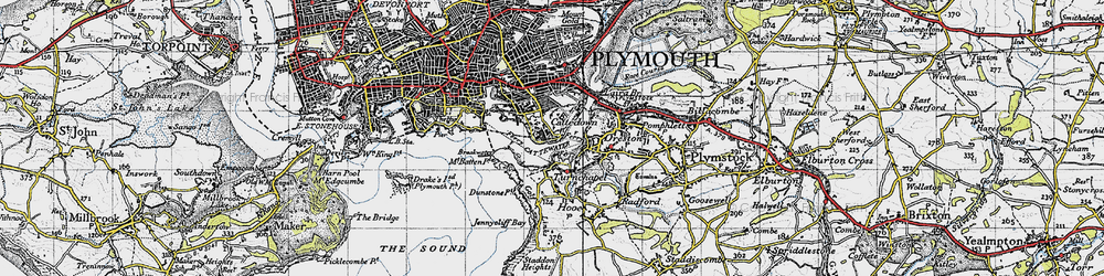 Old map of Cattedown in 1946