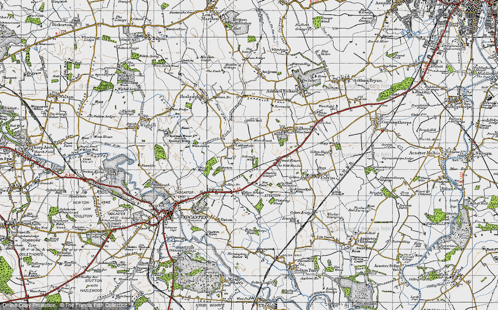 Old Map of Historic Map covering Bilbrough Whin in 1947