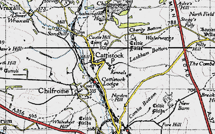 Old map of Cattistock in 1945