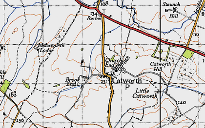 Old map of Catworth in 1946