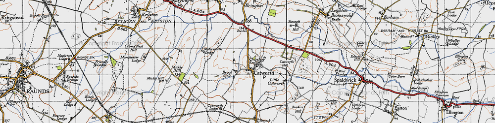 Old map of Catworth in 1946