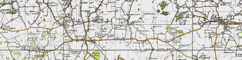 Old map of Broadmoor in 1946