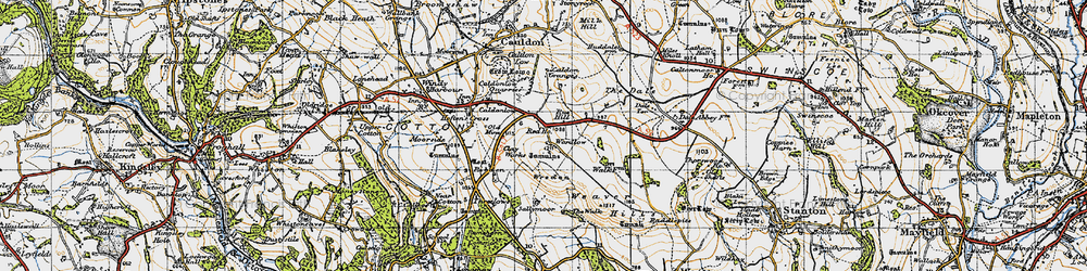 Old map of Cauldon Lowe in 1946
