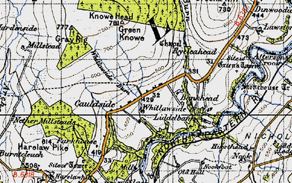 Old map of Tinnisburn Forest in 1947