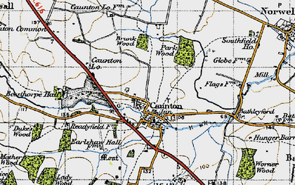 Old map of Caunton in 1947