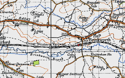 Old map of Woodbridge Brook in 1947
