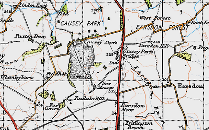 Old map of Causey Park in 1947