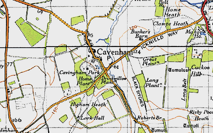 Old map of Cavenham in 1946