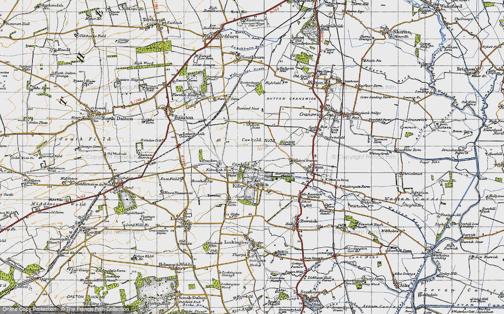 Old Map of Historic Map covering Bracken in 1947