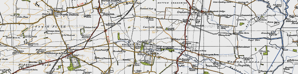 Old map of Bracken in 1947