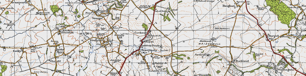 Old map of Cawkwell in 1946