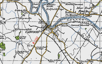 Old map of Cawood in 1947