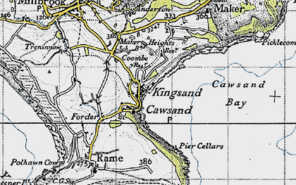 Old map of Cawsand in 1946